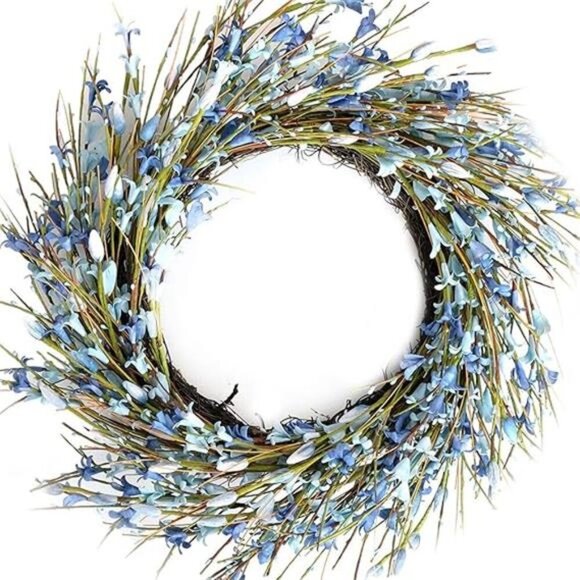 18inch Artificial Forsythia Flower Wreath, All Year Around Wreath for Front Door - Picture 7 of 7